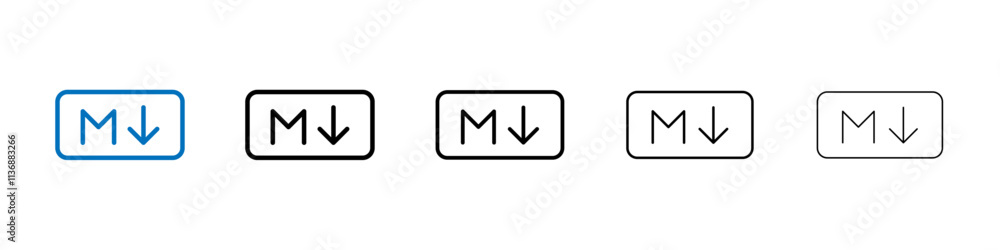 Poster Markdown icon Outline vector logo for web ui