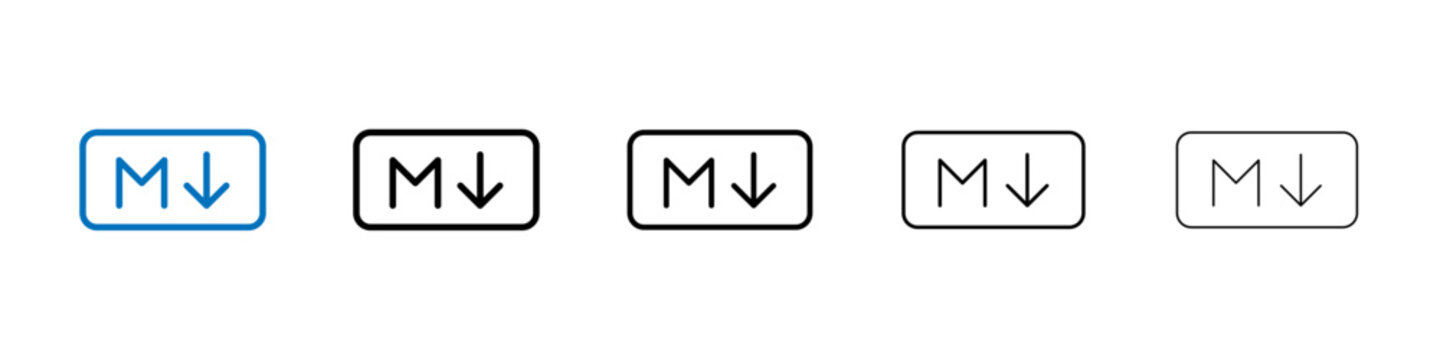 Markdown icon Outline vector logo for web ui