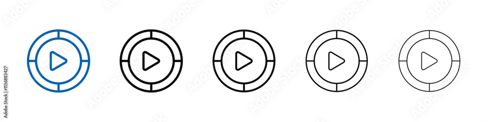 Poster media player icon outline vector logo for web ui