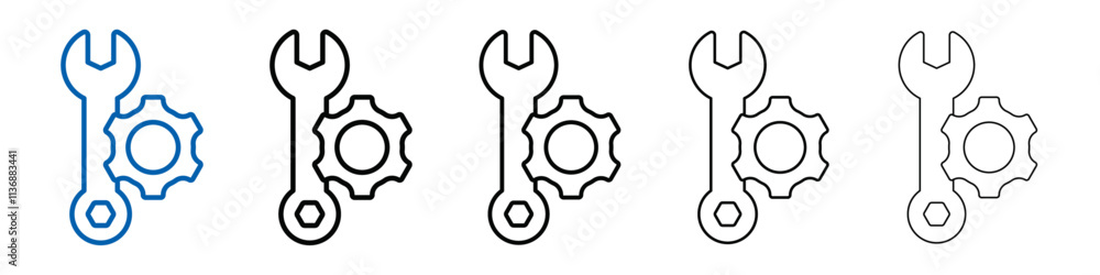 Aufkleber mechanic settings icon Outline vector logo for web ui