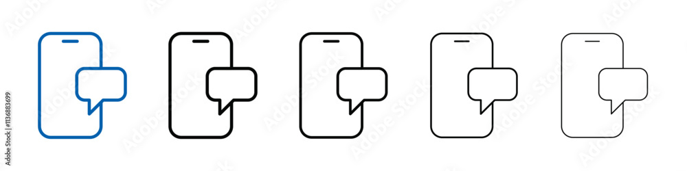 Poster message phone icon outline vector logo for web ui