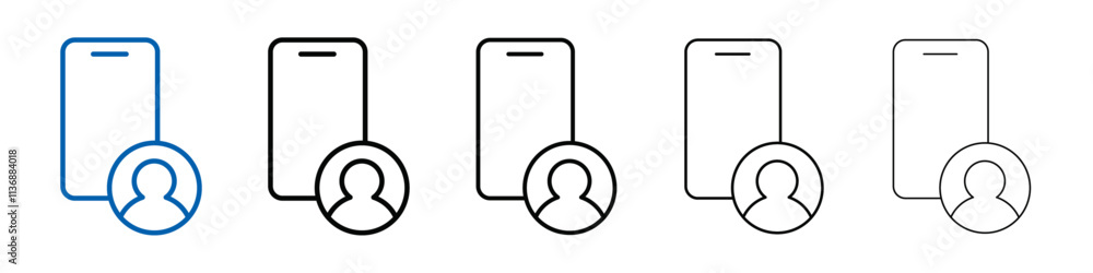 Poster mobile user icon outline vector logo for web ui