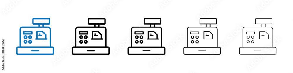 Poster Money counting machine icon Outline vector logo for web ui
