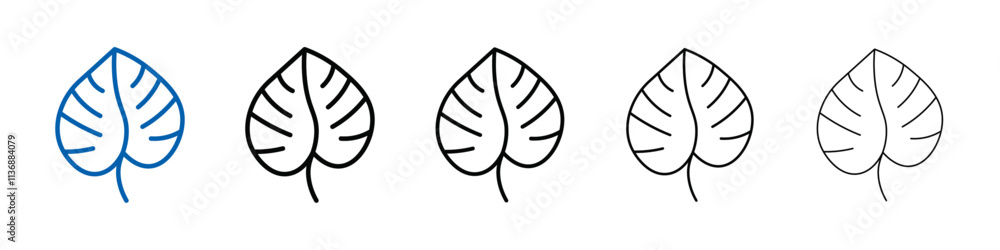 Poster monstera leaves icon outline vector logo for web ui