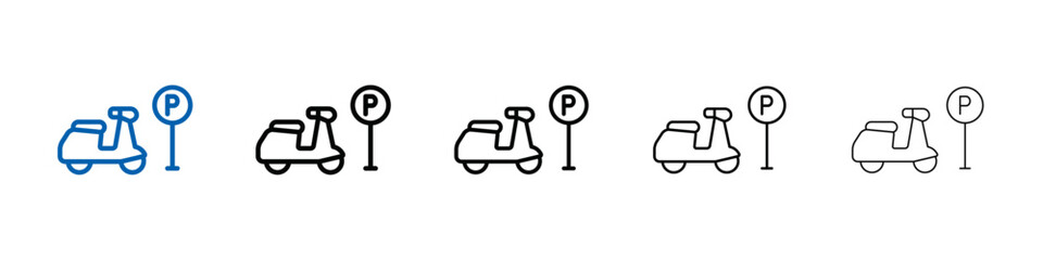 motorbike parking icon Outline vector logo for web ui