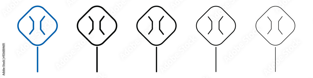 Poster narrow bridge ahead icon outline vector logo for web ui