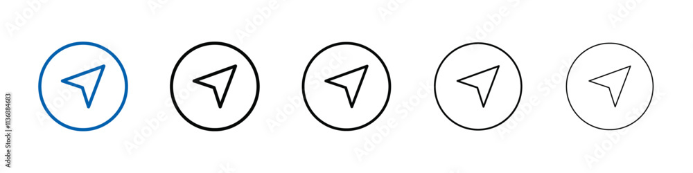 Poster navigator arrow icon outline vector logo for web ui