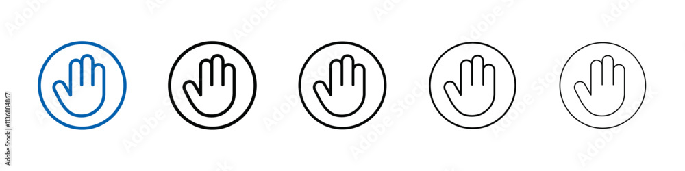 Poster no entry hand sign icon outline vector logo for web ui