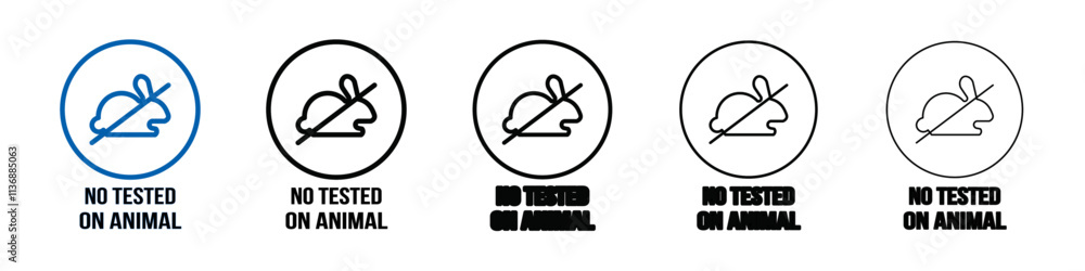 Poster Not tested on animals icon Outline vector logo for web ui