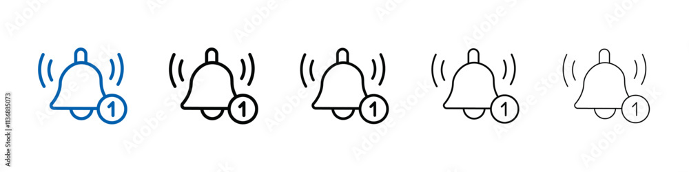 Aufkleber notification bell icon outline vector logo for web ui