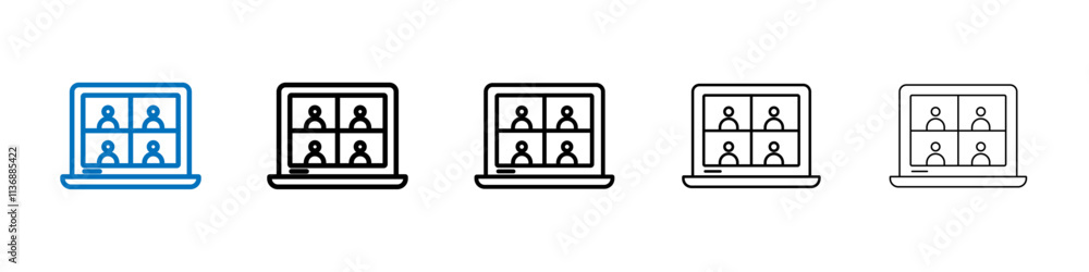 Poster online meeting icon outline vector logo for web ui
