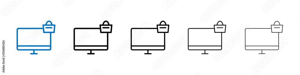 Poster online shopping icon outline vector logo for web ui