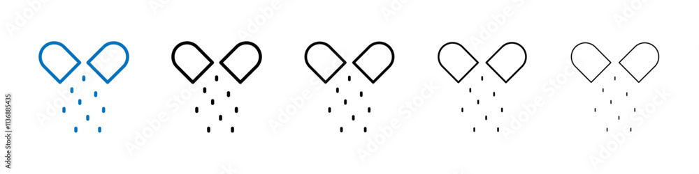 Poster open capsule pill icon outline vector logo for web ui