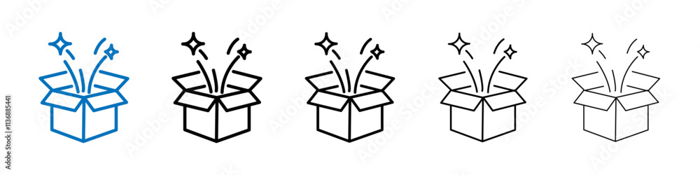 Poster open gift box icon outline vector logo for web ui