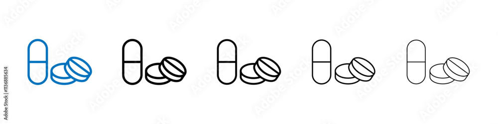 Poster painkiller pills icon outline vector logo for web ui