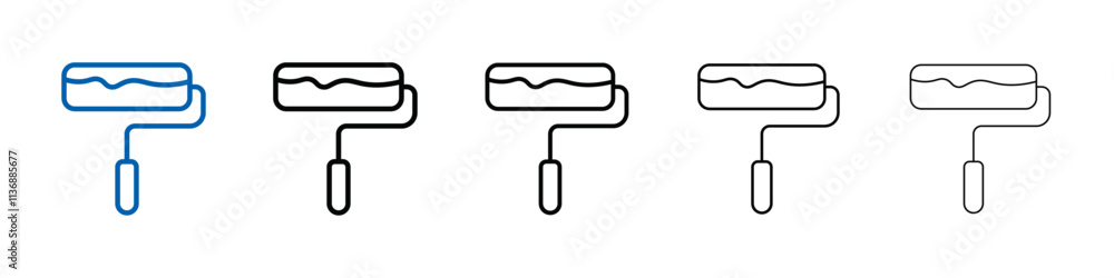 Poster paint roller icon outline vector logo for web ui