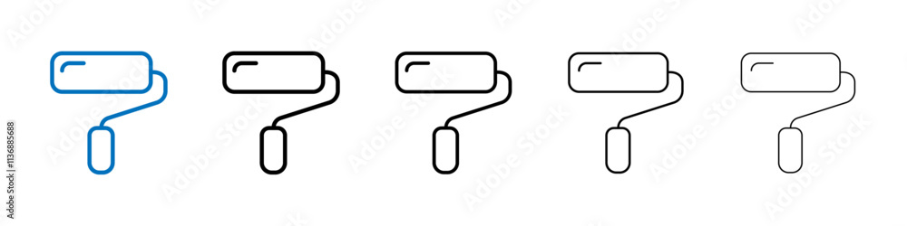 Poster paint roller icon outline vector logo for web ui