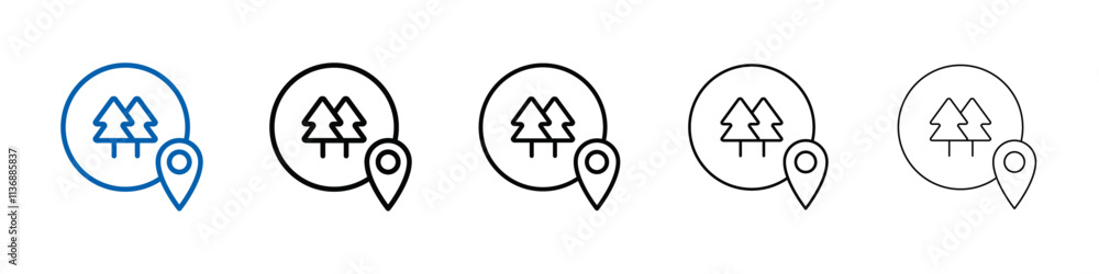 Poster park, forest location map icon outline vector logo for web ui