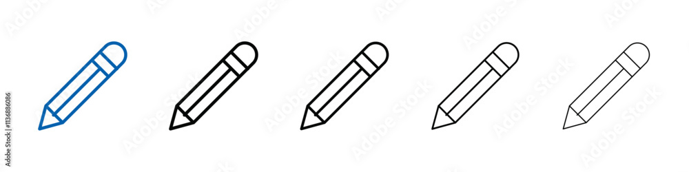Poster pencil icon outline vector logo for web ui