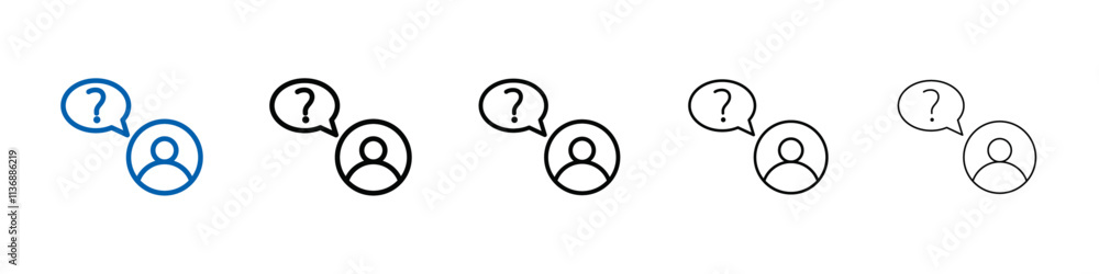 Poster person asking question icon outline vector logo for web ui