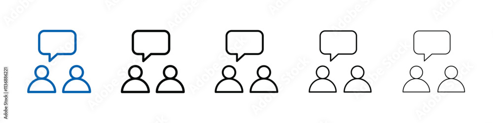 Poster person conversation icon outline vector logo for web ui