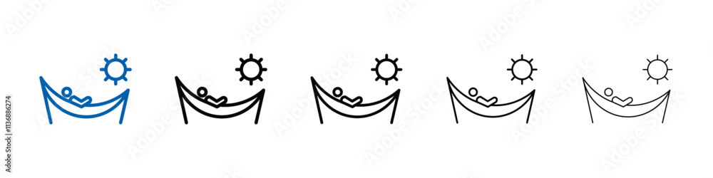 Aufkleber Person relaxing on hammock icon Outline vector logo for web ui