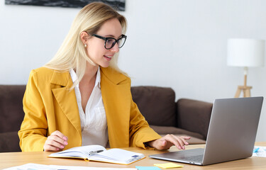 Focused Woman Working in the office