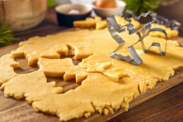 Christmas Cookie Dough with Festive Cutters copy space