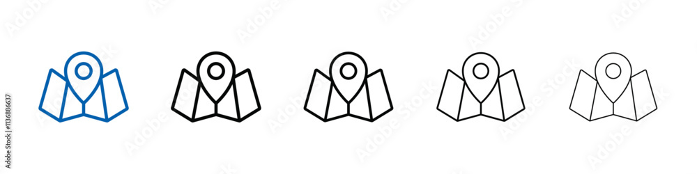 Poster Pin on a map icon Outline vector logo for web ui
