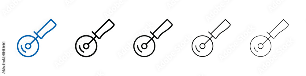 Poster pizza cuttier icon outline vector logo for web ui