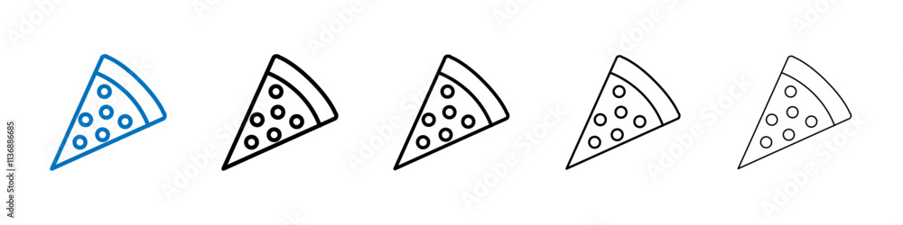 Poster pizza slice icon outline vector logo for web ui