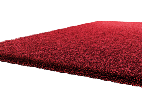 A red carpet, isolated on a transparent background, highlighting its texture and details, perfect for luxury, events, or elegant-themed designs.