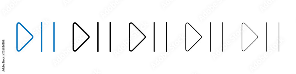 Poster play pause icon outline vector logo for web ui