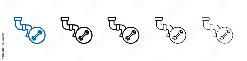 Poster Plumber repairing pipe icon Outline vector logo for web ui