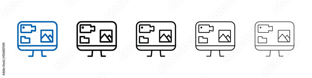 Poster portfolio icon outline vector logo for web ui