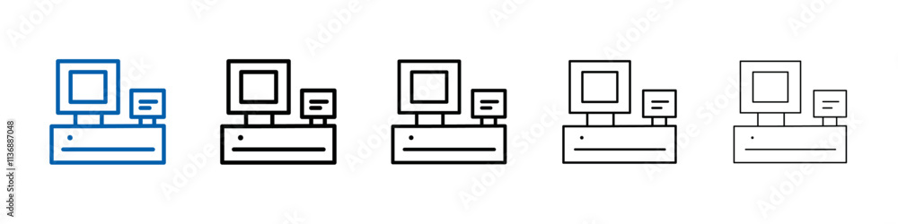 Poster POS system icon Outline vector logo for web ui