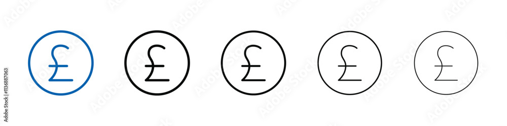 Poster pound icon outline vector logo for web ui