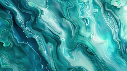 Obraz premium Abstract fluid art featuring swirling shades of teal and turquoise.