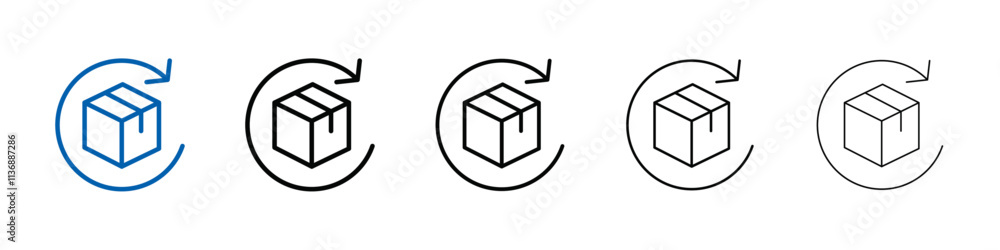 Poster product return box icon outline vector logo for web ui