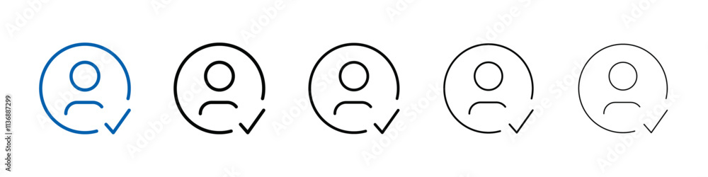 Poster Profile check icon Outline vector logo for web ui