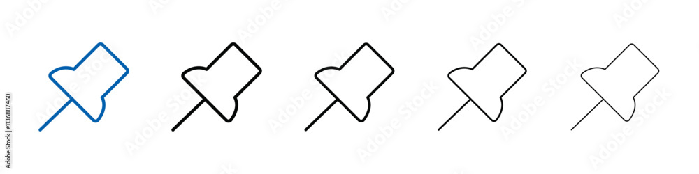 Poster push pin icon outline vector logo for web ui