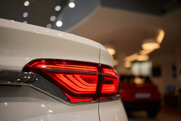 Closeup of a cars automotive tail brake light