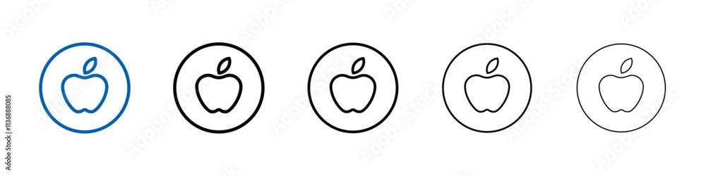 Poster red apple icon outline vector logo for web ui