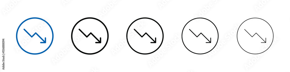 Poster red Down arrow icon Outline vector logo for web ui
