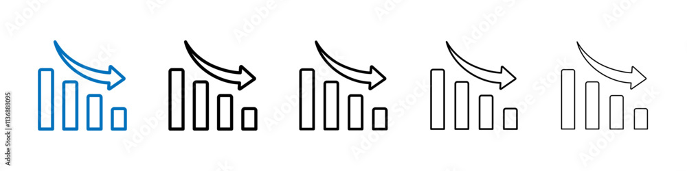 Aufkleber reduction chart icon outline vector logo for web ui