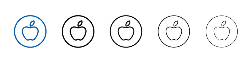 Red apple icon Outline vector logo for web ui