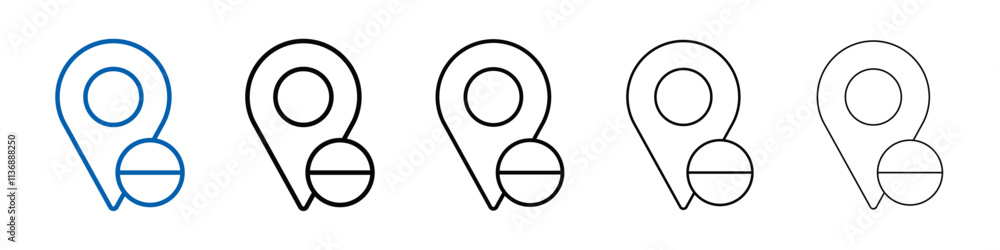 Aufkleber remove pin mark icon outline vector logo for web ui