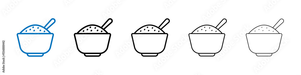 Poster rice bowl icon outline vector logo for web ui