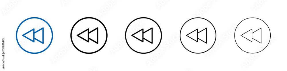 Poster Rewind Previous Back arrow icon Outline vector logo for web ui