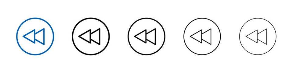 Rewind Previous Back arrow icon Outline vector logo for web ui